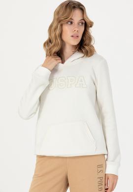 Kadın Ekru Kapüşonlu Basic Sweatshirt - 50276022028