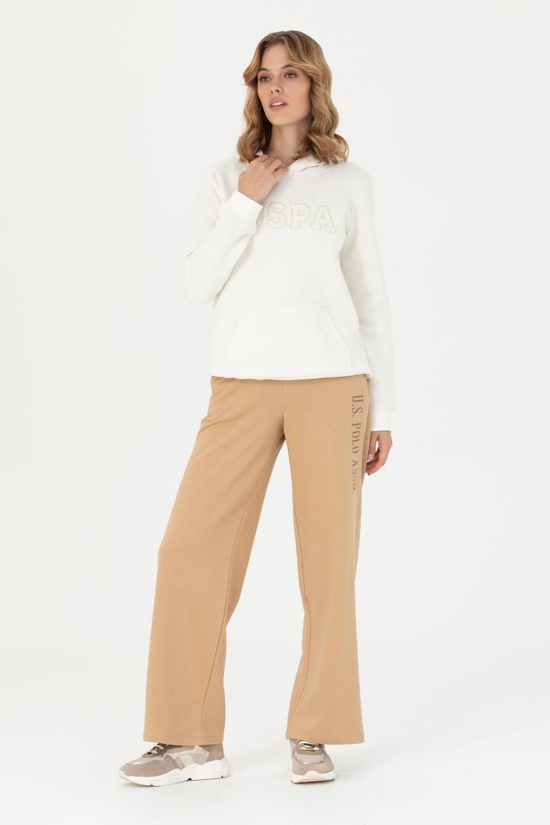 Kadın Ekru Kapüşonlu Basic Sweatshirt - 50276022028