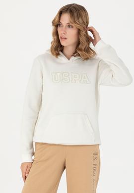 Kadın Ekru Kapüşonlu Basic Sweatshirt - 50276022028