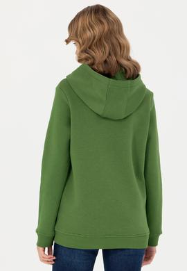 Kadın Yeşil Kapüşonlu Basic Sweatshirt - 50276022041