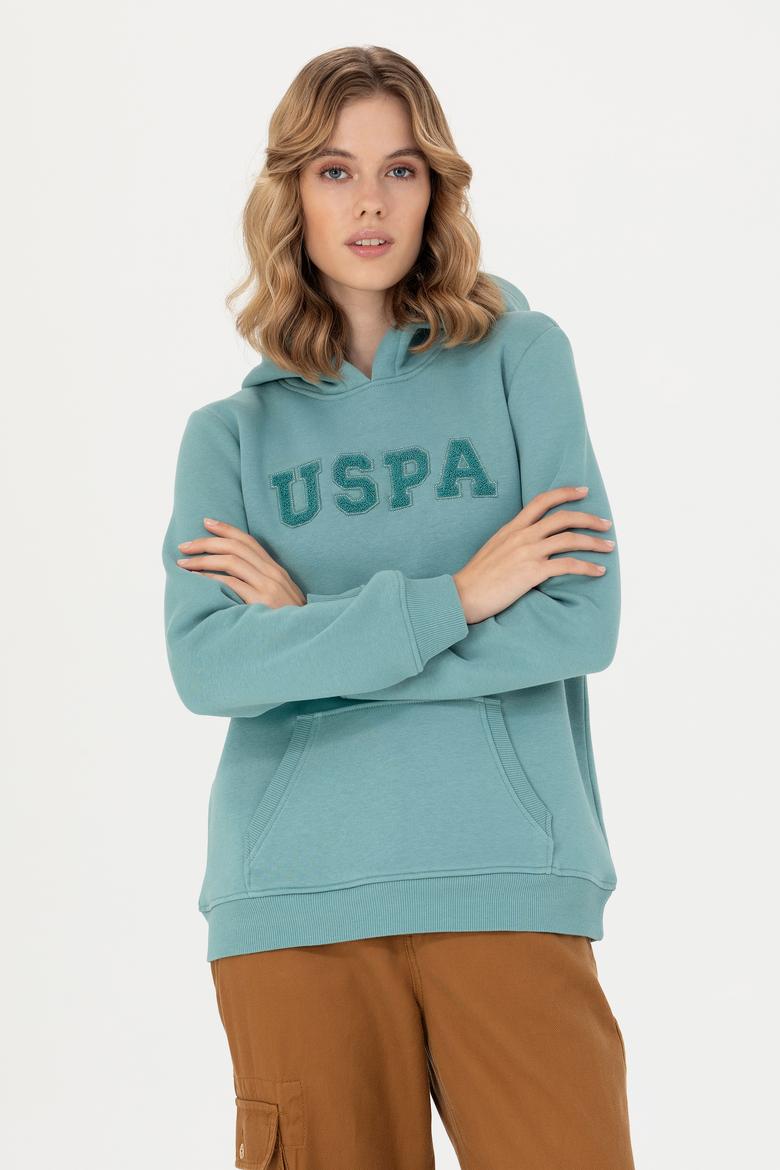 Kadın Mint Kapüşonlu Basic Sweatshirt - 50276022056