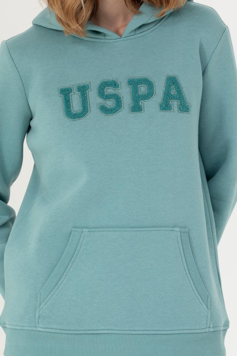 Kadın Mint Kapüşonlu Basic Sweatshirt - 50276022056