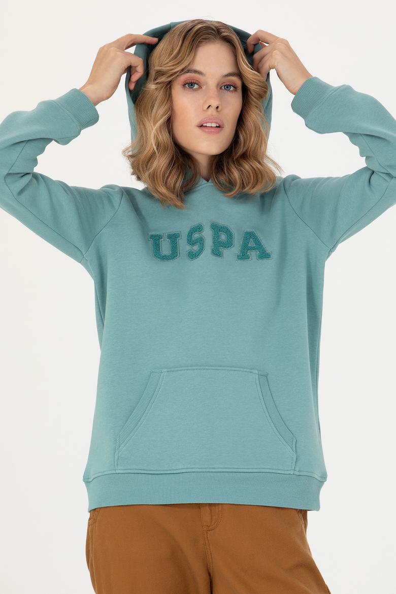 Kadın Mint Kapüşonlu Basic Sweatshirt - 50276022056