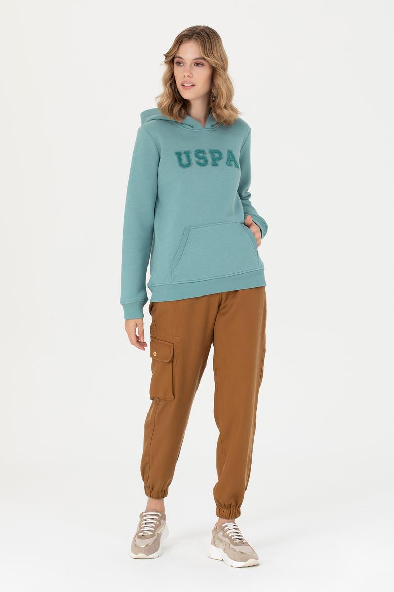Kadın Mint Kapüşonlu Basic Sweatshirt - 50276022056