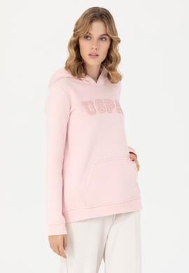 Kadın Toz Pembe Kapüşonlu Basic Sweatshirt - 50276022060
