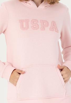 Kadın Toz Pembe Kapüşonlu Basic Sweatshirt - 50276022064