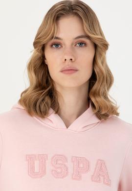 Kadın Toz Pembe Kapüşonlu Basic Sweatshirt - 50276022064