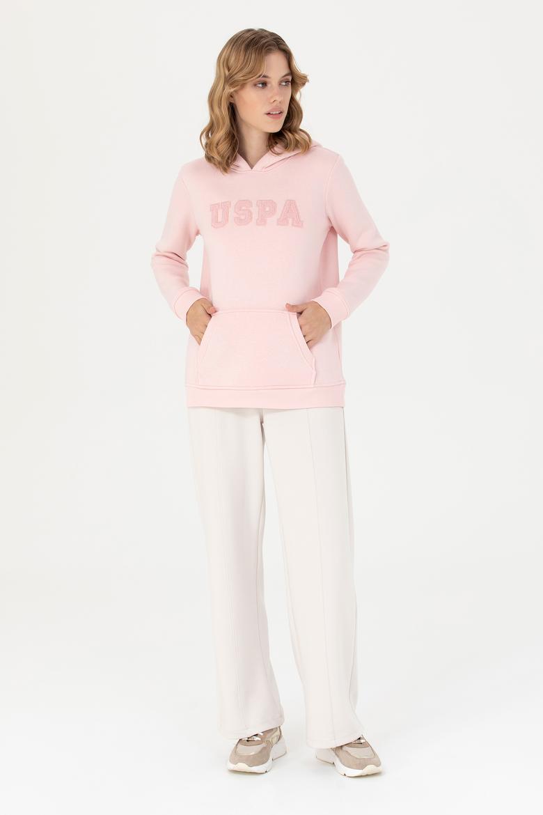 Kadın Toz Pembe Kapüşonlu Basic Sweatshirt - 50276022064