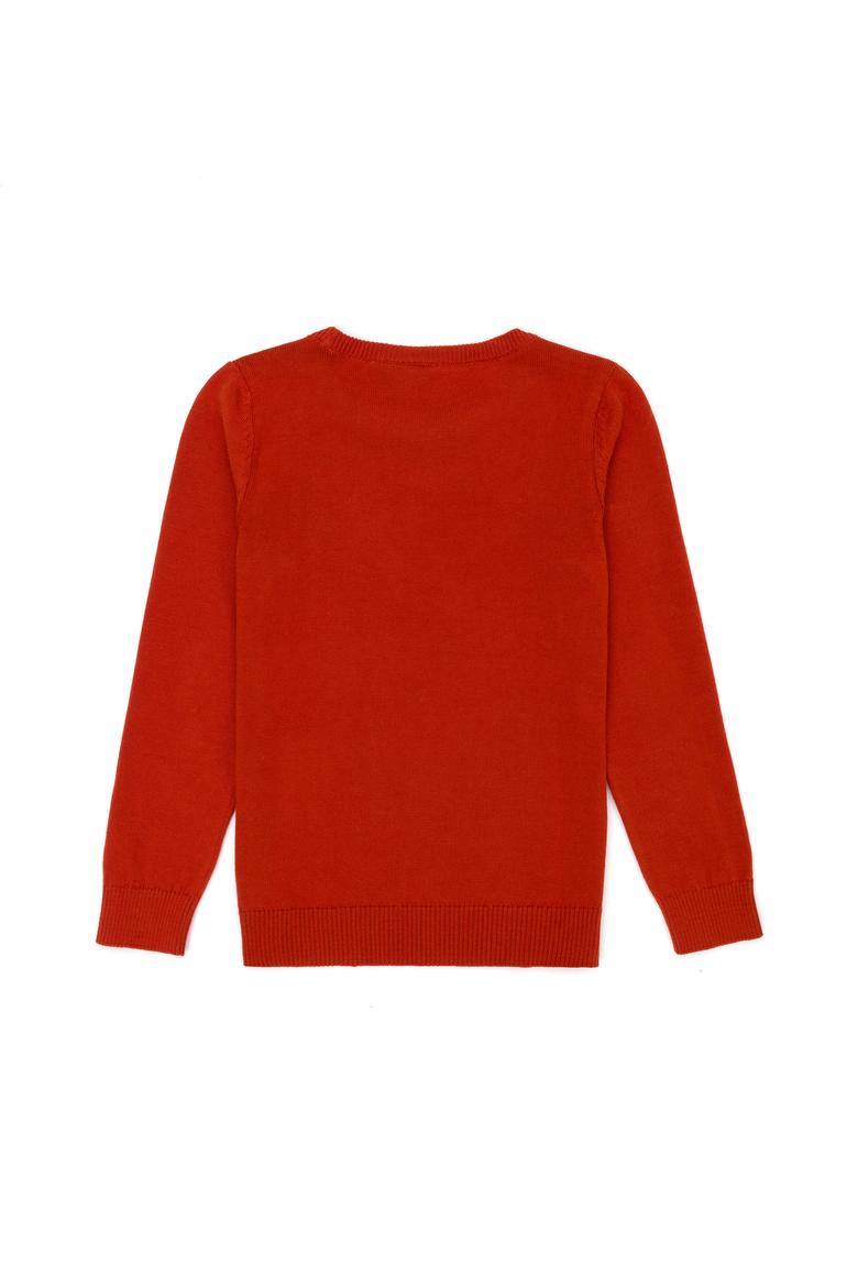 Kız Çocuk Kiremit Basic Bisiklet Yaka Kazak - 50275851132