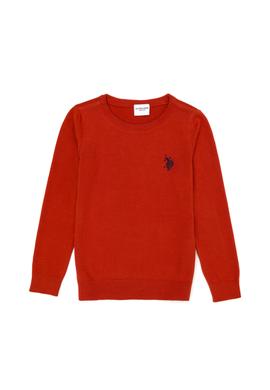 Kız Çocuk Kiremit Basic Bisiklet Yaka Kazak - 50275851132