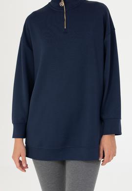 Kadın Lacivert Dik Yaka Sweatshirt - 50277560005
