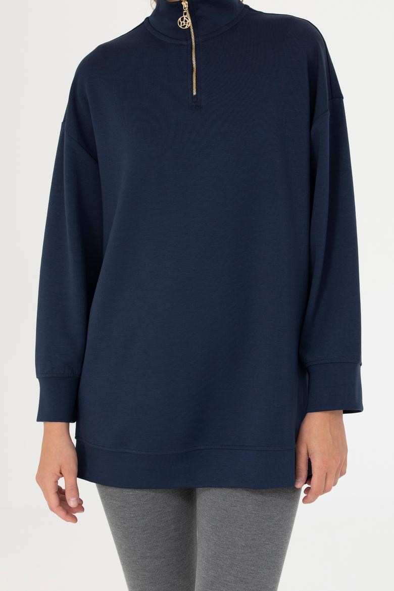 Kadın Lacivert Dik Yaka Sweatshirt - 50277560005