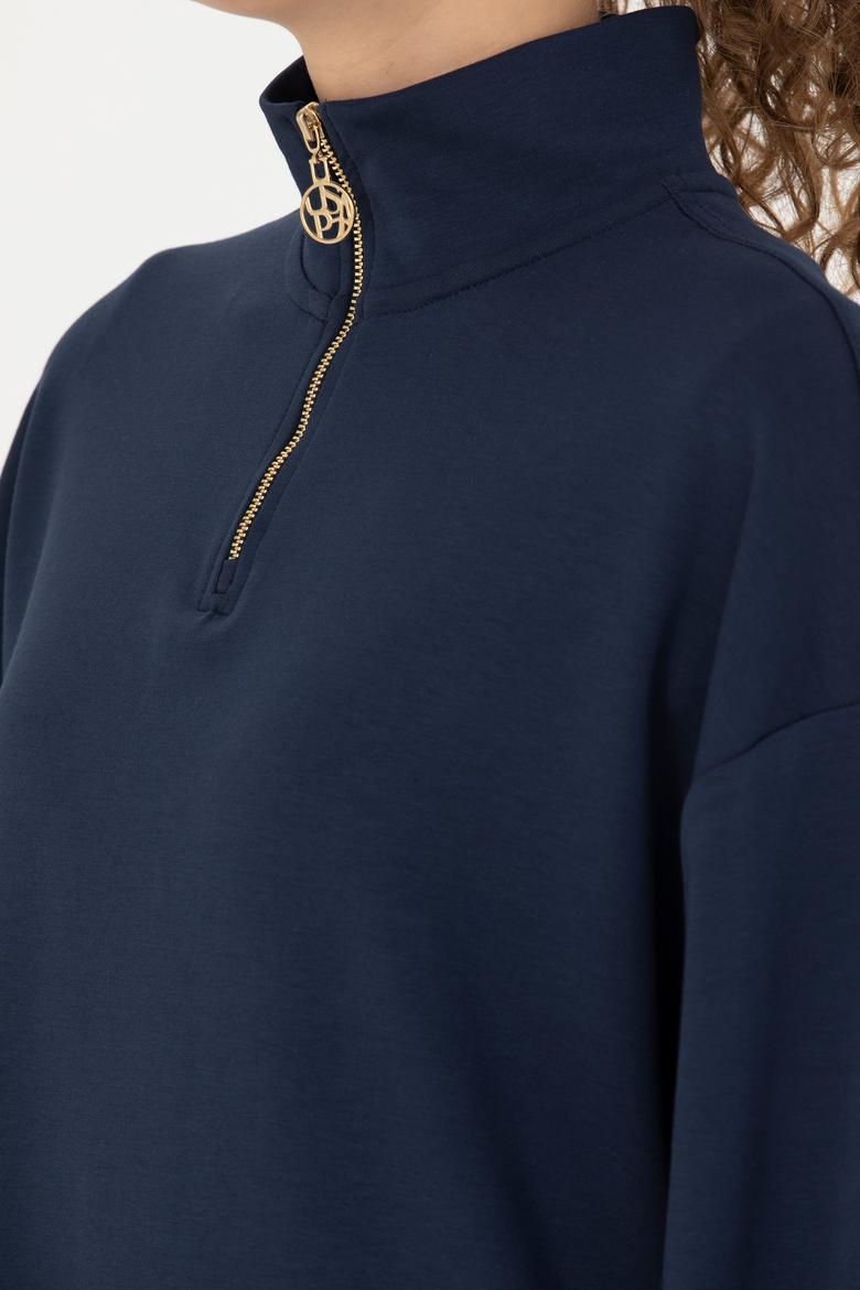 Kadın Lacivert Dik Yaka Sweatshirt - 50277560005