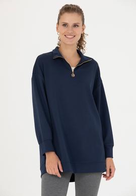 Kadın Lacivert Dik Yaka Sweatshirt - 50277560005