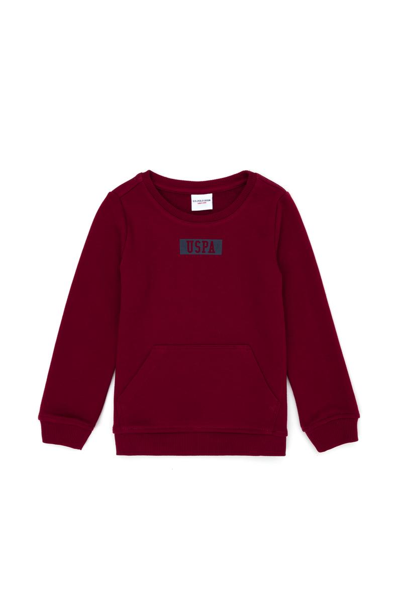 Erkek Çocuk Bordo Basic Bisiklet Yaka Sweatshirt