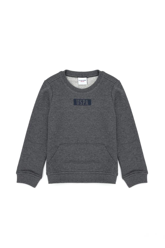 Erkek Çocuk Antrasit Melanj Basic Bisiklet Yaka Sweatshirt