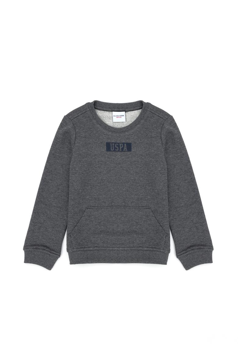Erkek Çocuk Antrasit Melanj Basic Bisiklet Yaka Sweatshirt