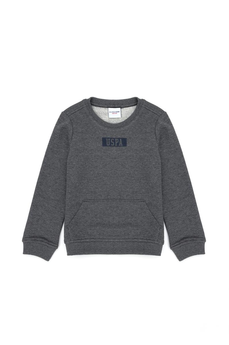 Erkek Çocuk Antrasit Melanj Basic Bisiklet Yaka Sweatshirt