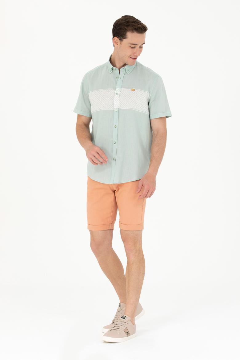 Erkek Su Yeşili Kısa Kollu Gömlek - 50263575024