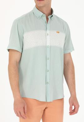 Erkek Su Yeşili Kısa Kollu Gömlek - 50263575024