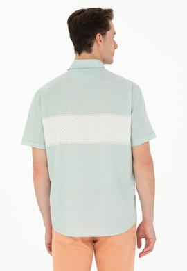 Erkek Su Yeşili Kısa Kollu Gömlek - 50263575024