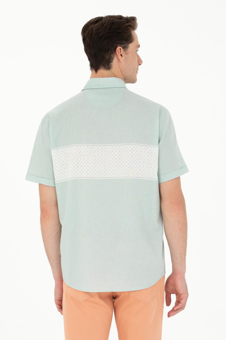 Erkek Su Yeşili Kısa Kollu Gömlek - 50263575024