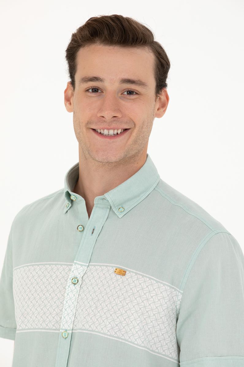 Erkek Su Yeşili Kısa Kollu Gömlek
