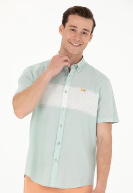 Erkek Su Yeşili Kısa Kollu Gömlek - 50263575024