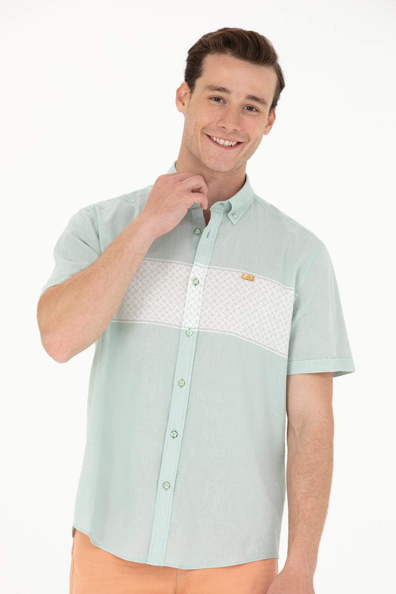 Erkek Su Yeşili Kısa Kollu Gömlek - 50263575024
