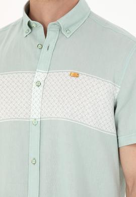 Erkek Su Yeşili Kısa Kollu Gömlek - 50263575024