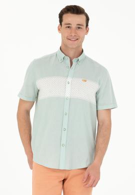 Erkek Su Yeşili Kısa Kollu Gömlek - 50263575024