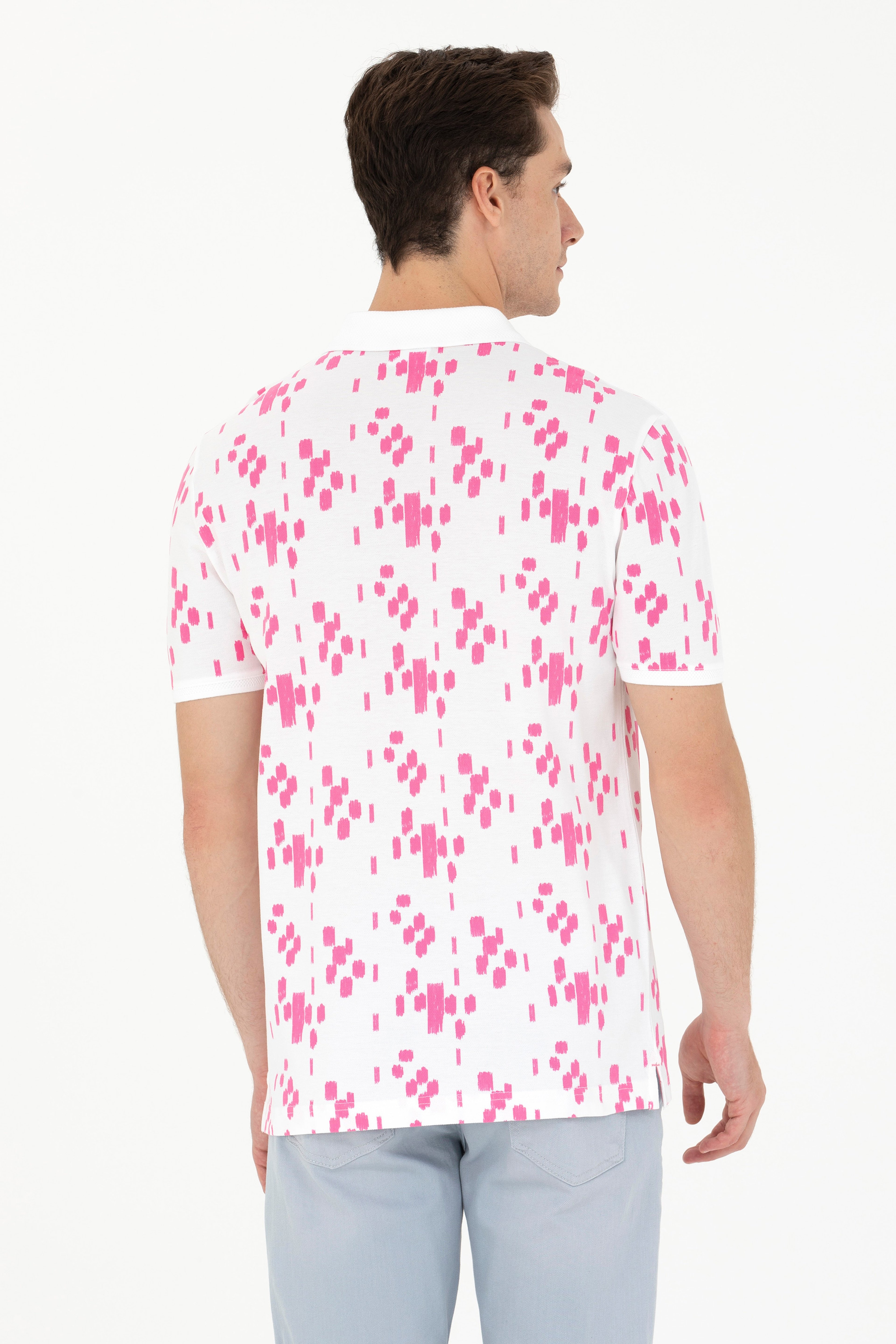 Erkek Pembe Polo Yaka Tişört - Image 5