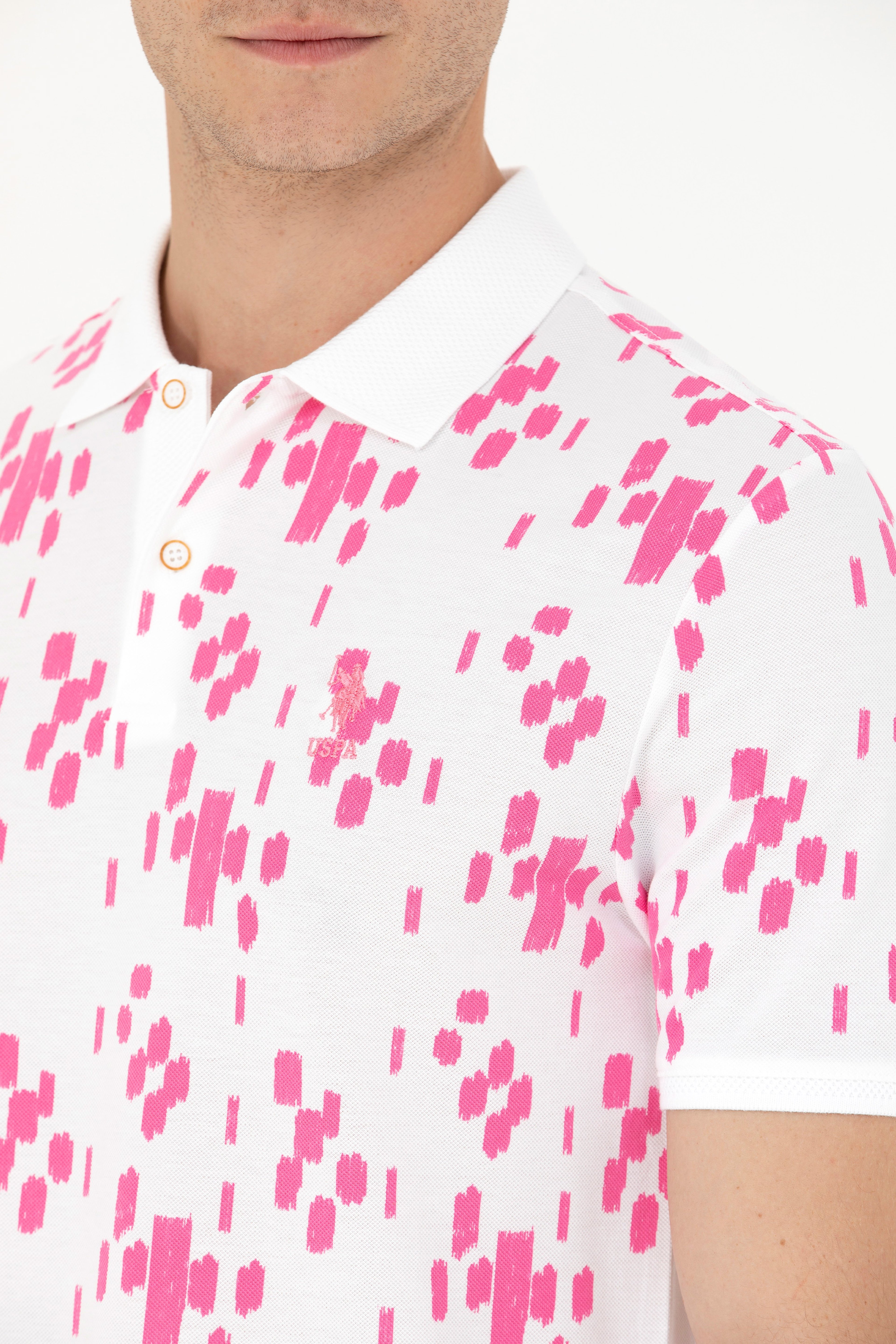 Erkek Pembe Polo Yaka Tişört - Image 7