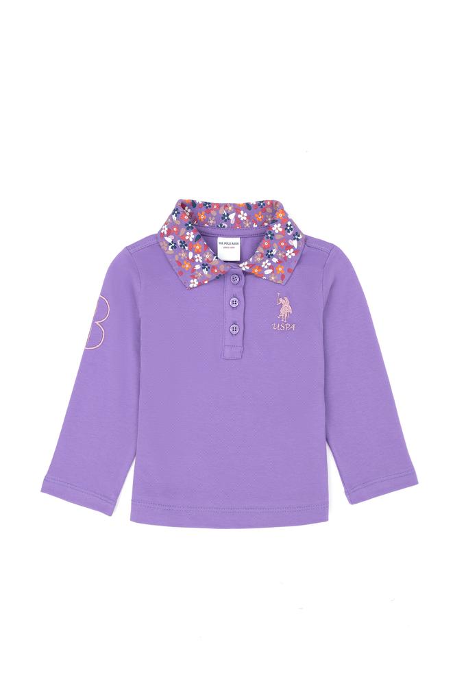 Kız Bebek Lila Basic Polo Yaka Sweatshirt