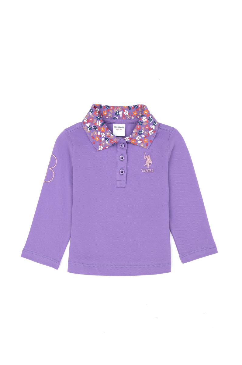 Kız Bebek Lila Basic Polo Yaka Sweatshirt