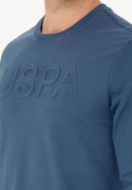 Erkek İndigo Bisiklet Yaka Basic Sweatshirt - 50254503075