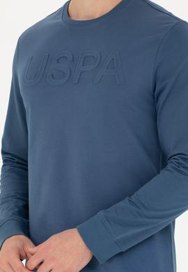 Erkek İndigo Bisiklet Yaka Basic Sweatshirt - 50254503075