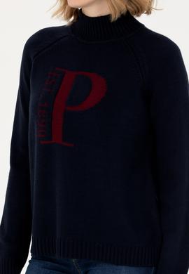 Kadın Lacivert Balıkçı Yaka Kazak - 50272031024