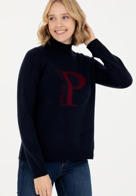 Kadın Lacivert Balıkçı Yaka Kazak - 50272031025