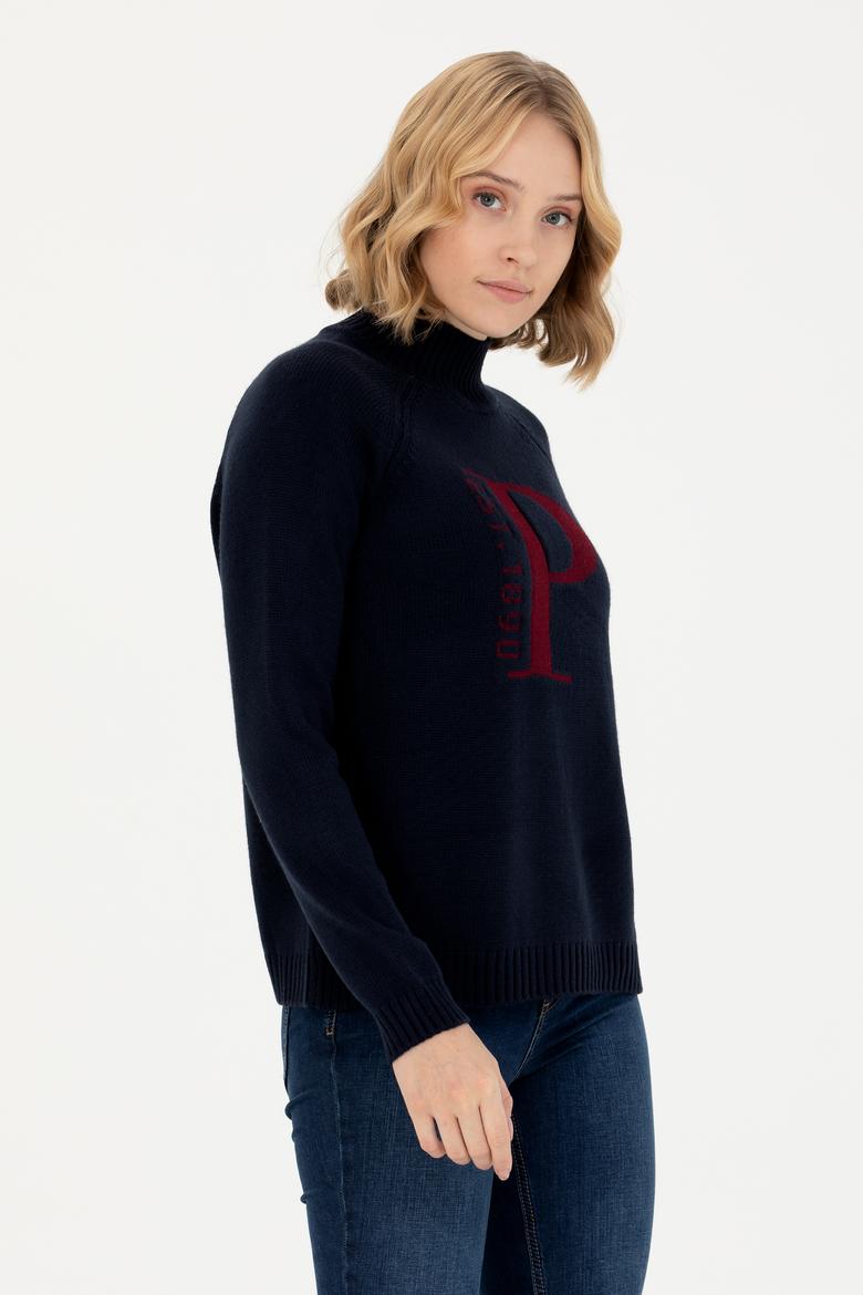 Kadın Lacivert Balıkçı Yaka Kazak - 50272031024