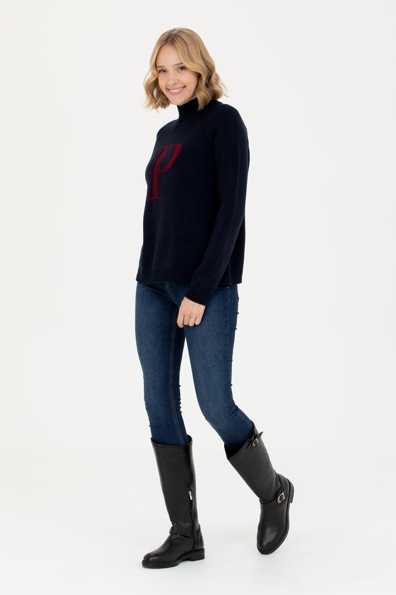 Kadın Lacivert Balıkçı Yaka Kazak - 50272031024