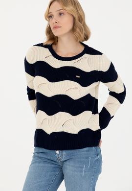 Kadın Lacivert Bisiklet Yaka Kazak - 50272043007