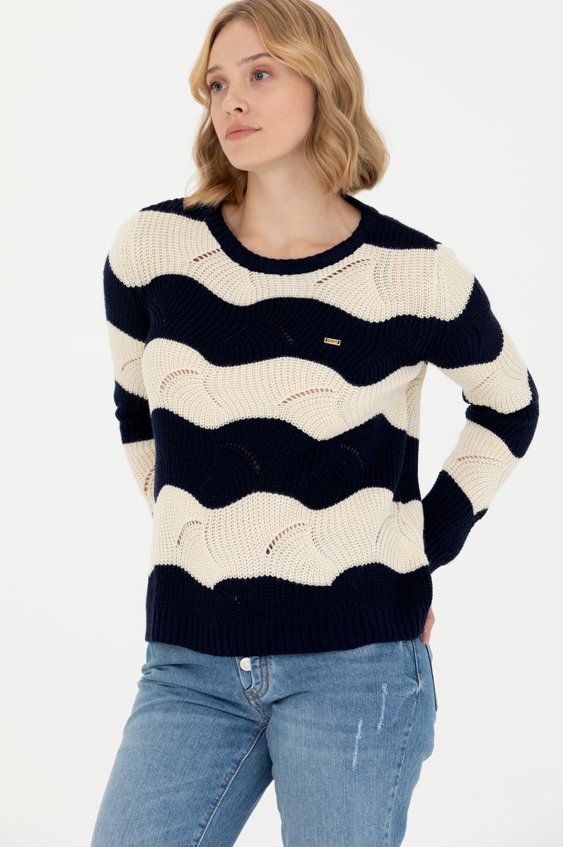 Kadın Lacivert Bisiklet Yaka Kazak