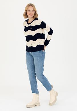 Kadın Lacivert Bisiklet Yaka Kazak - 50272043007