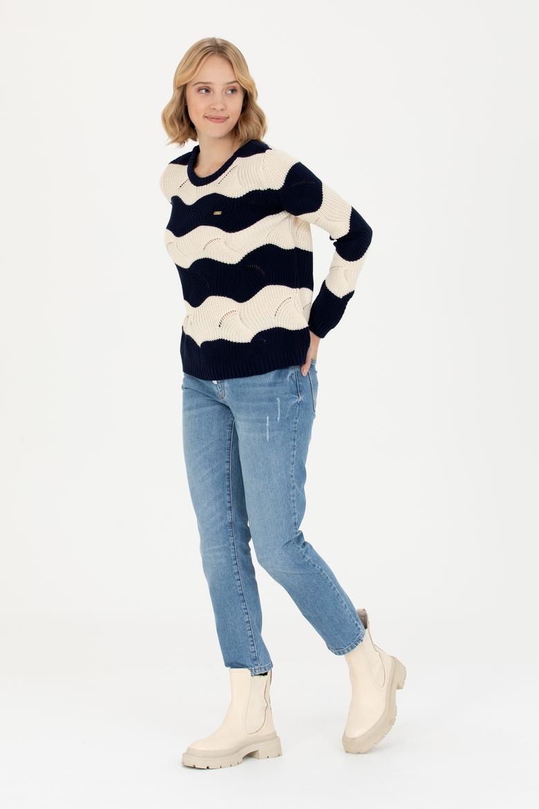 Kadın Lacivert Bisiklet Yaka Kazak - 50272043007