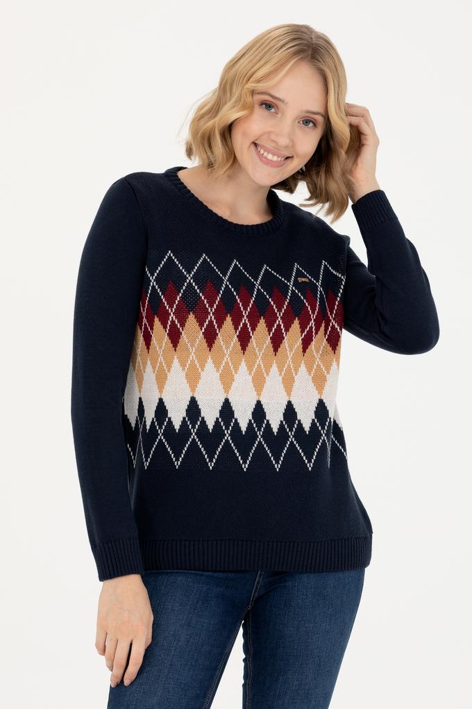 Kadın Lacivert Balıkçı Yaka Kazak