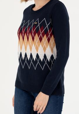 Kadın Lacivert Balıkçı Yaka Kazak - 50272046006