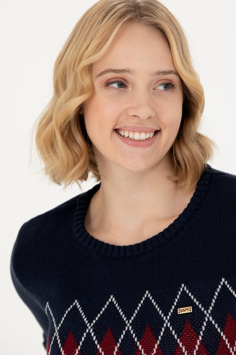 Kadın Lacivert Balıkçı Yaka Kazak - 50272046006