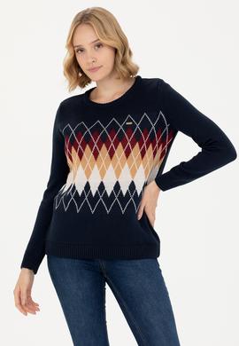 Kadın Lacivert Balıkçı Yaka Kazak - 50272046006