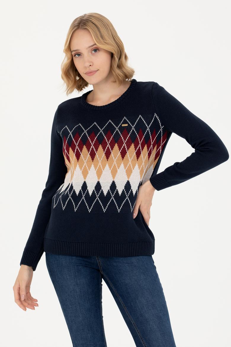 Kadın Lacivert Balıkçı Yaka Kazak - 50272046006